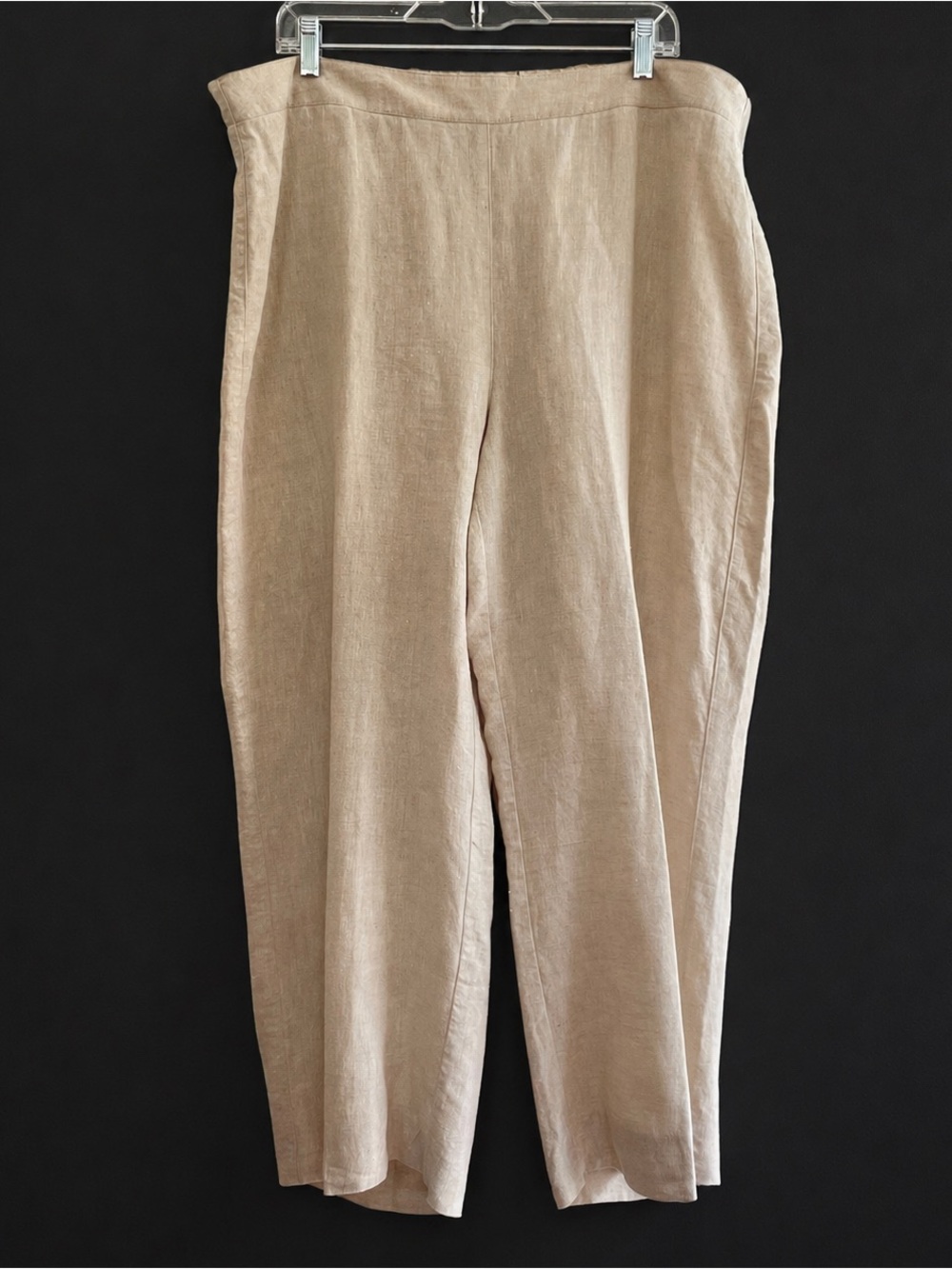 Chicos Linen Ankle Pants‎ Womens 3  XL Neutral Relaxed Minimalist Casual Coastal